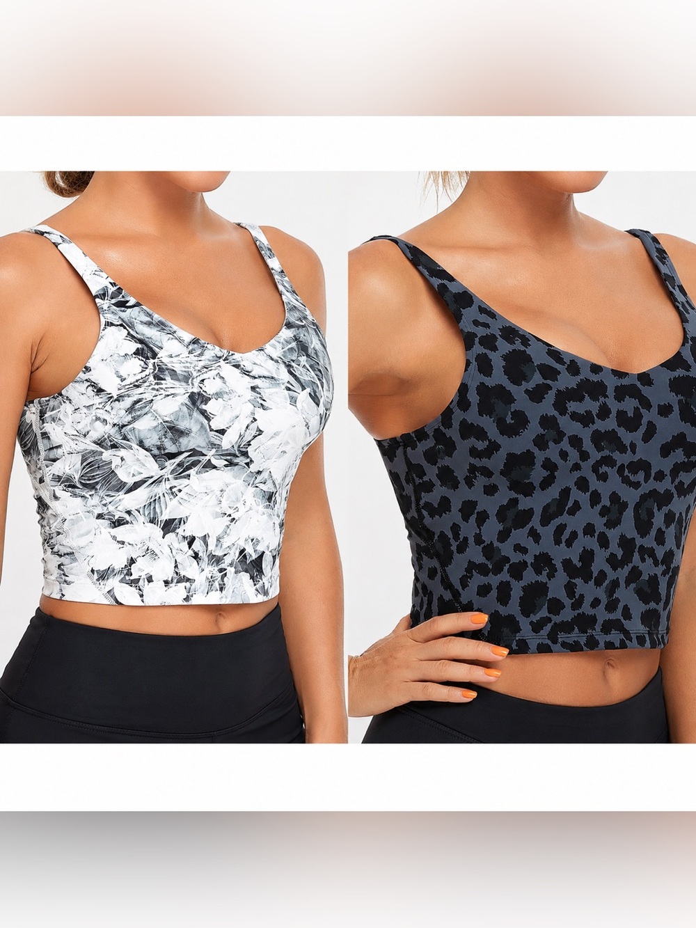 Women's Floral & Leopard Print Crop athletic tops